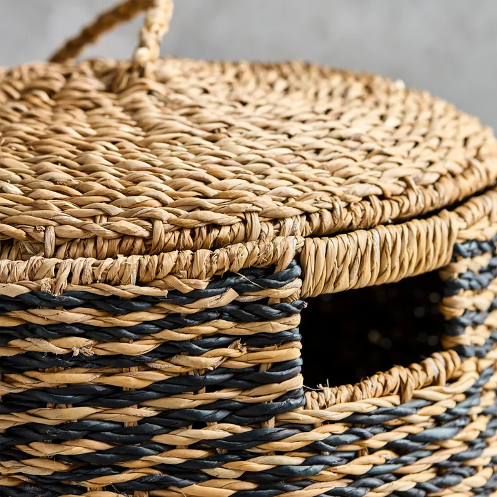 House Doctor - Cesto Panier à linge, H 57 cm, noir / naturel