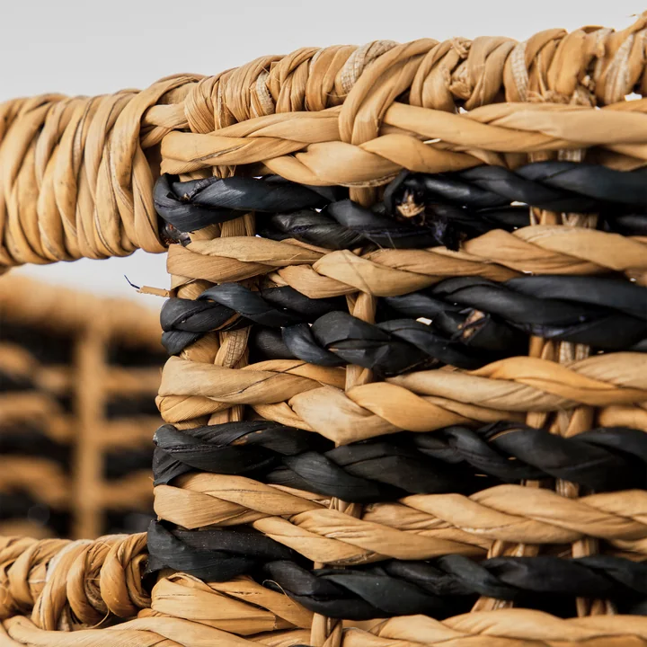 House Doctor - Cesto Panier à linge, H 57 cm, noir / naturel