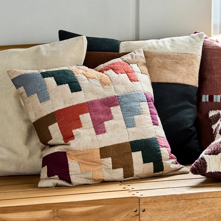 House Doctor - Block Taie d'oreiller, 50 x 50 cm, multicolore