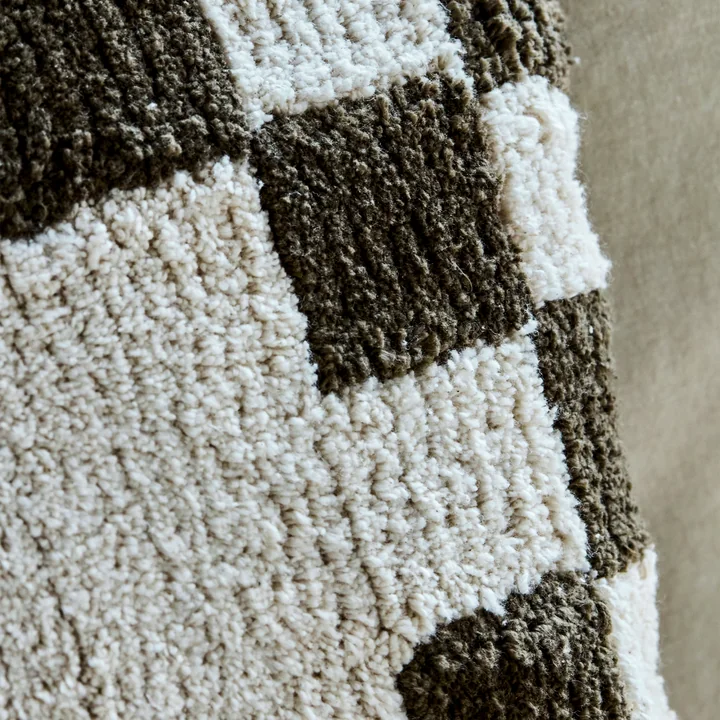 House Doctor - Chess Taie d'oreiller, 50 x 50 cm, vert / blanc cassé