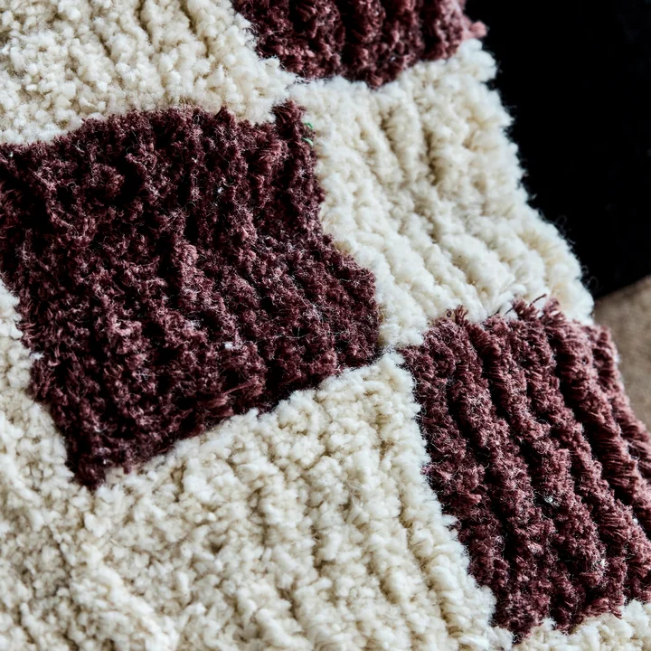 House Doctor - Chess Taie d'oreiller, 50 x 50 cm, marron / blanc cassé