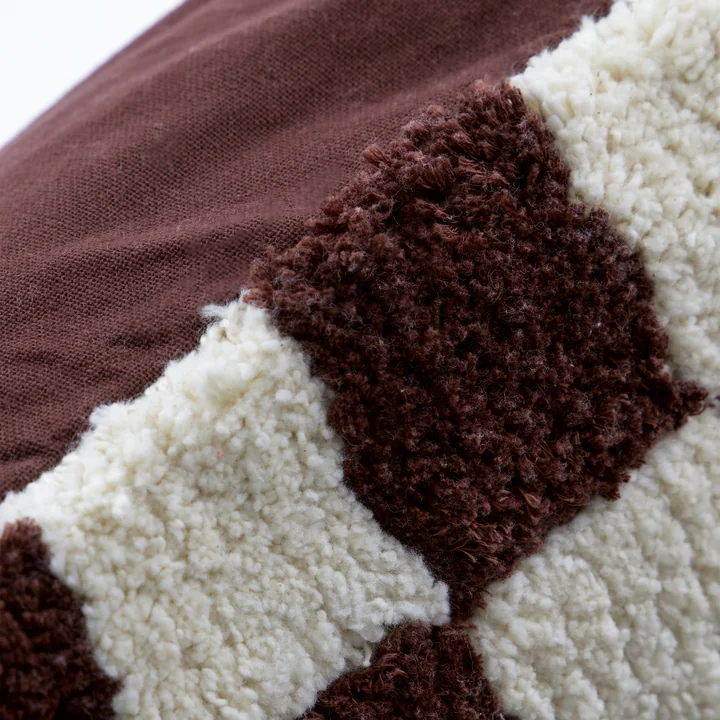 House Doctor - Chess Taie d'oreiller, 50 x 50 cm, marron / blanc cassé