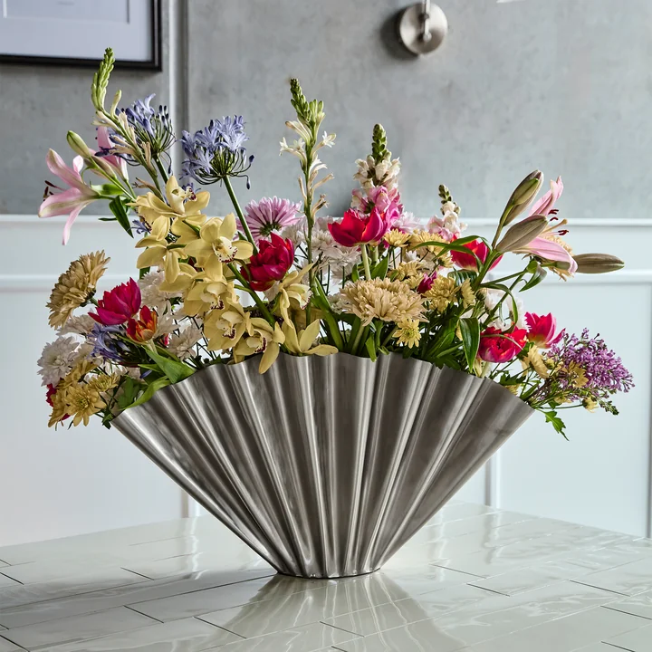 House Doctor - Flood Vase, H 30 cm, finition argent brossé