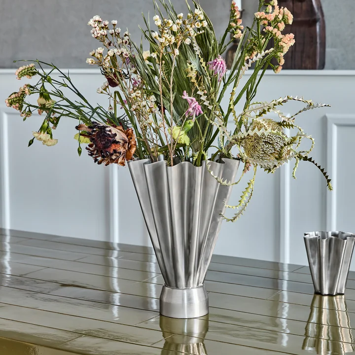 House Doctor - Flood Vase, Ø 23 x H 33 cm, finition argent brossé