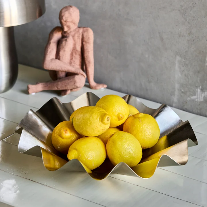 House Doctor - Flood Coupe, Ø 35 x H 8 cm, finition argent brossé