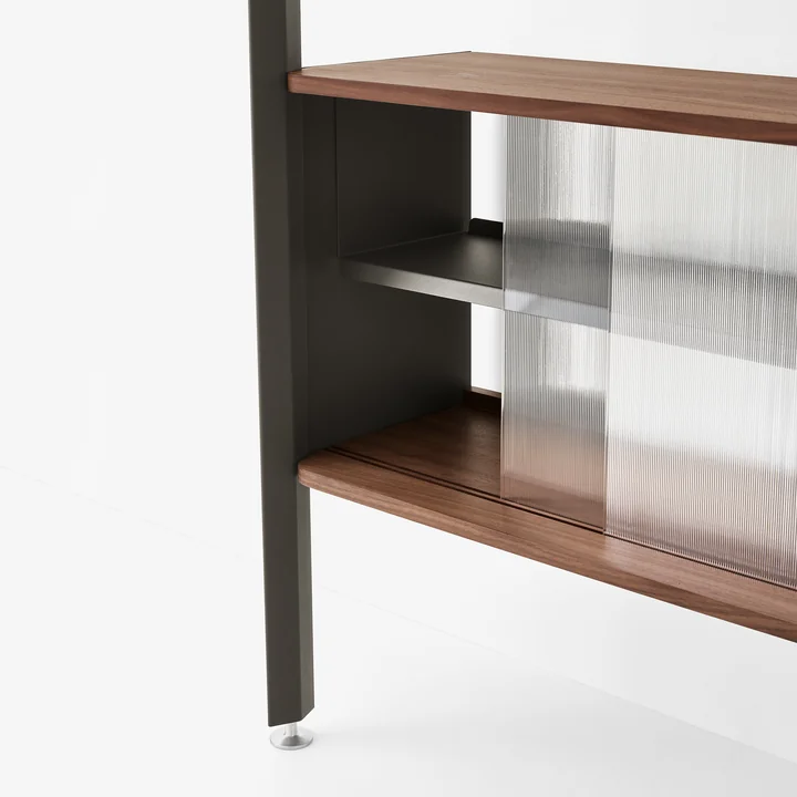 & Tradition - Rombe IF3 Étagère avec élément de rangement, placage noyer / anthracite / étagères placage noyer