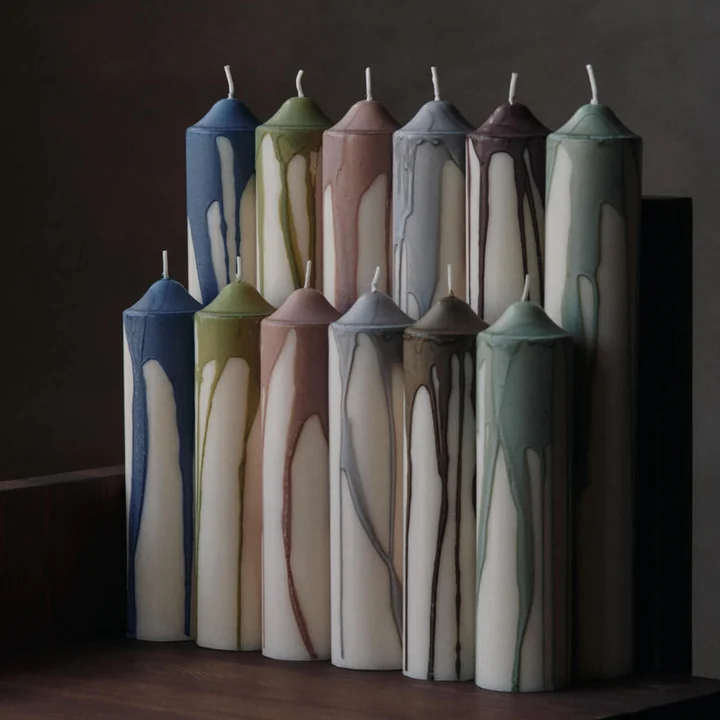 Ferm Living - Dryp Bougie bloc, H 20 cm, gris chaud / blanc