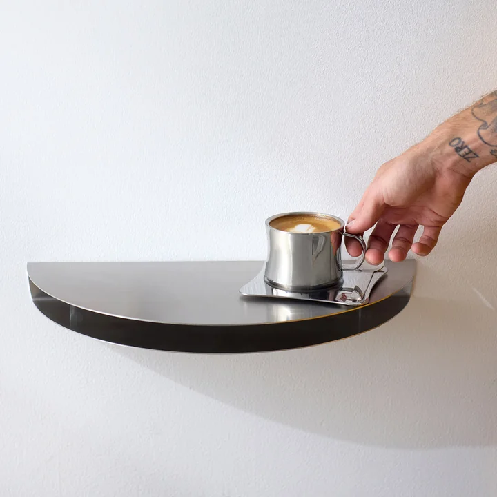 Moebe - Half Moon Étagère murale, 20 x 40 cm, acier inoxydable