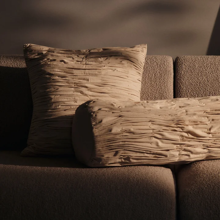Ferm Living - Falda Smocked coussin et traversin, naturel