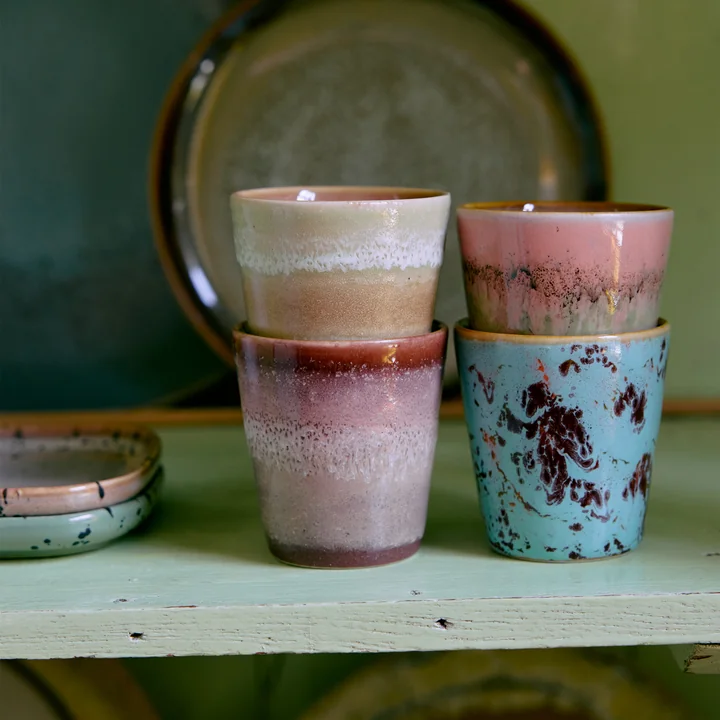 HKliving - 70's Tasse à espresso, ristretto, futurism (set de 4)