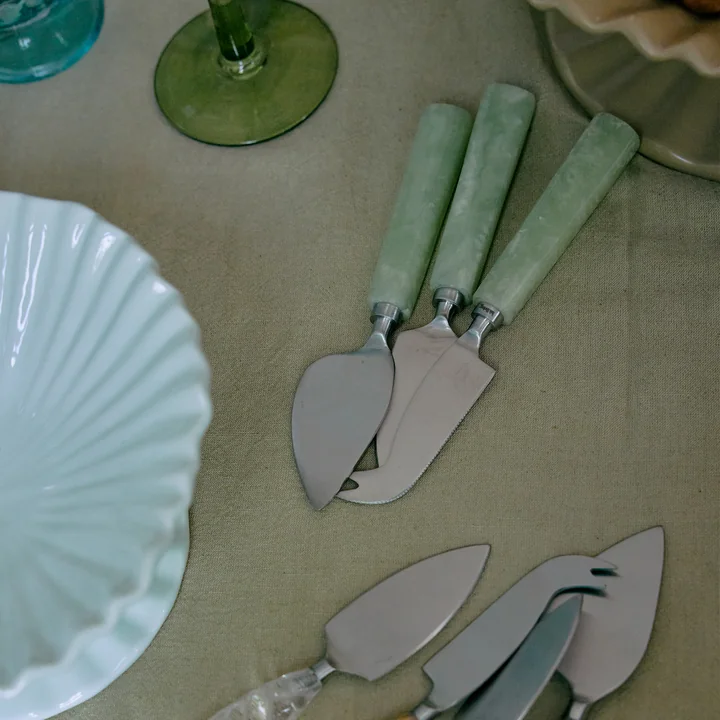 HKliving - Set de couteaux à fromage, sage (set de 3)