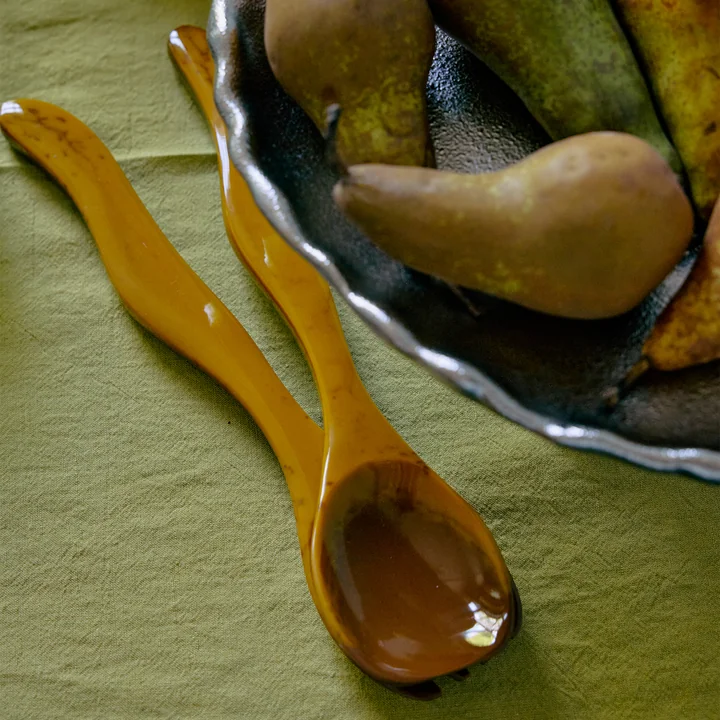 HKliving - Set de couverts à salade, ochre (2 pcs.)