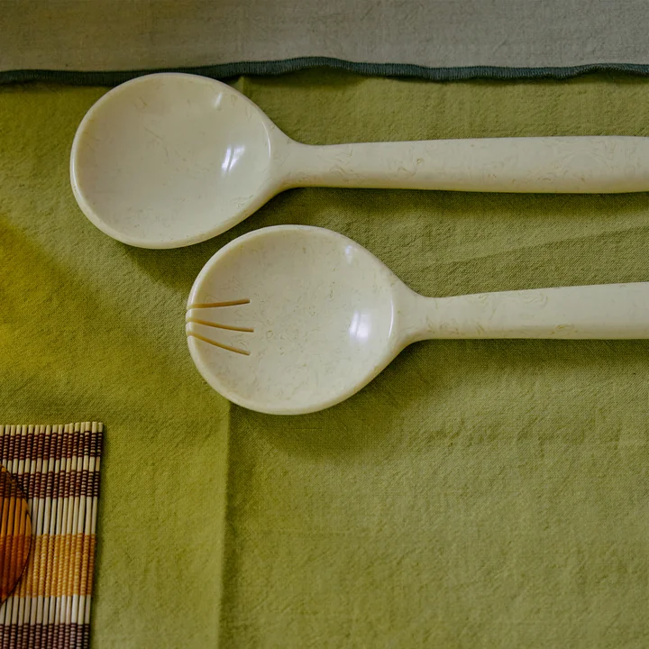 HKliving - Set de couverts à salade, vanilla (2 pcs.)