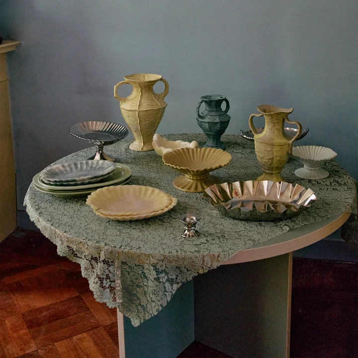 HKliving - Table de salle à manger, Ø 130 cm, pale blue