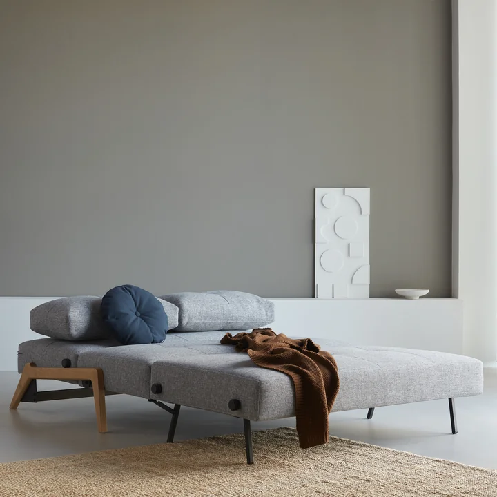 Innovation Living - Cubed 140 Canapé-lit, 148 x 98 cm, chêne / gris clair (565 Twist Granite )