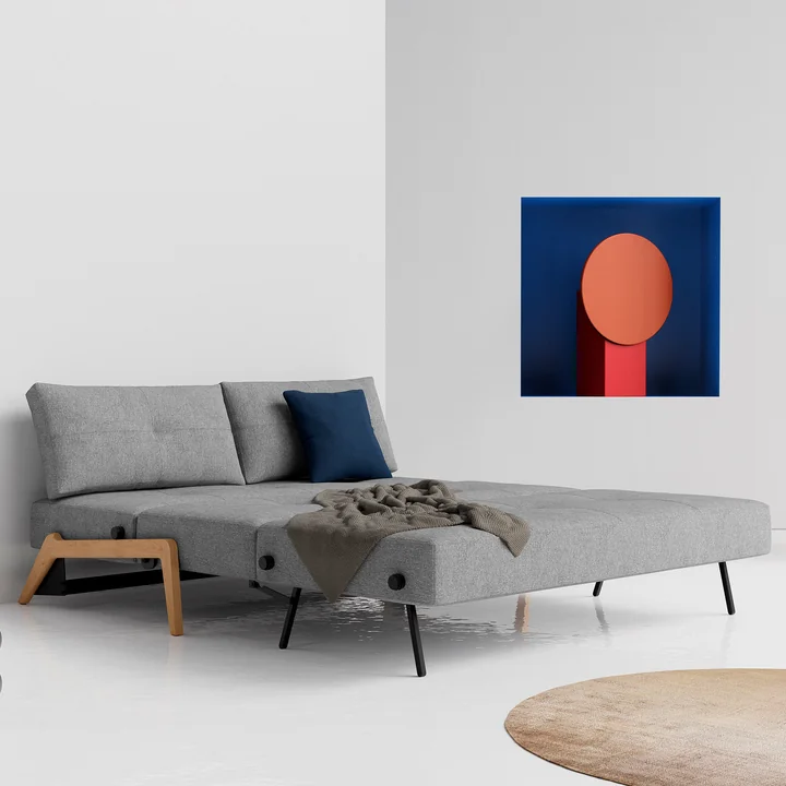 Innovation Living - Cubed 160 Canapé-lit, 168 x 98 cm, chêne / gris clair (565 Twist Granite )