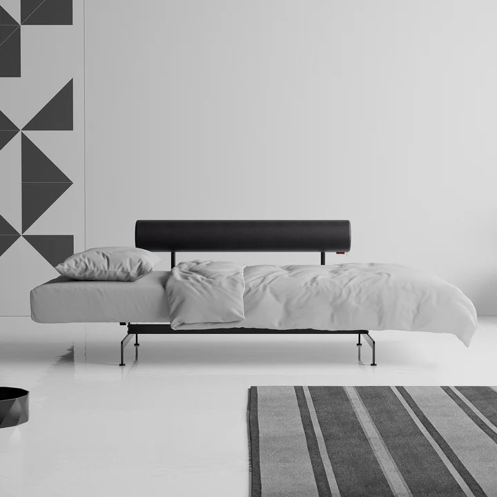 Innovation Living - Ghia Laser Canapé-lit, 210 x 93 cm, cuir noir (Mix 550 Faunal )