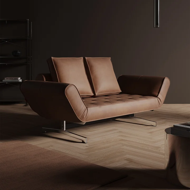 Innovation Living - Ghia Canapé-lit, 90 x 210 cm, chrome / marron clair (Mix 551 Brown Faunal )