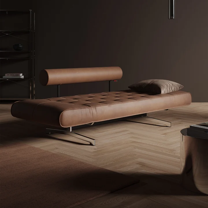 Innovation Living - Ghia Canapé-lit, 90 x 210 cm, chrome / marron clair (Mix 551 Brown Faunal )