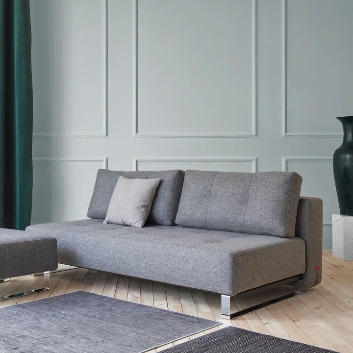 Innovation Living - Supremax D.E.L. Canapé-lit, 200 x 115 cm, chrome / gris (563 Twist )