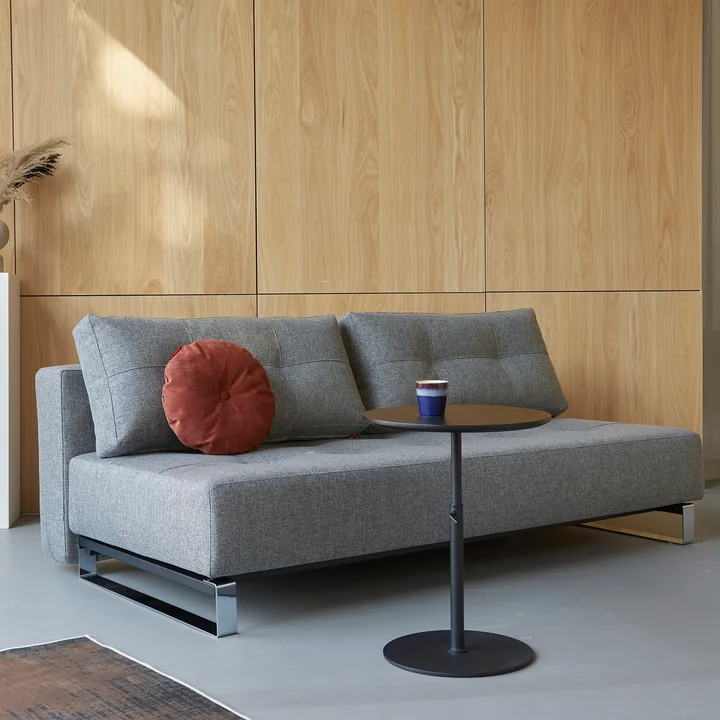 Innovation Living - Supremax D.E.L. Canapé-lit, 200 x 115 cm, chrome / gris (563 Twist)