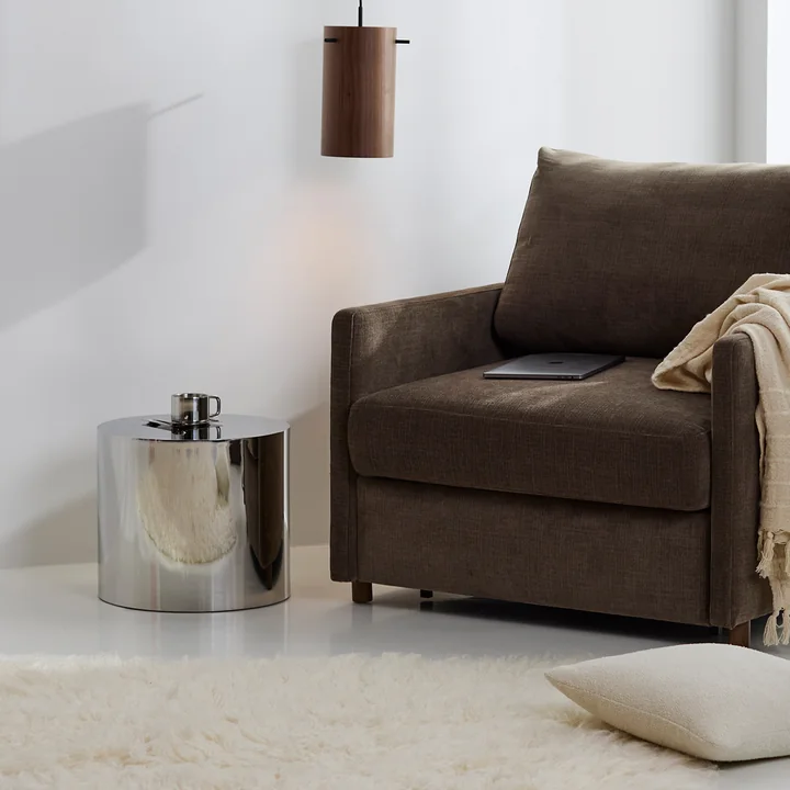 Innovation Living - Tin Drum Table d'appoint, Ø 40 x 35 cm, chrome