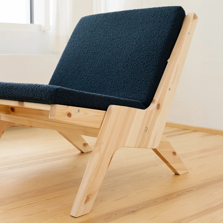 Karup Design - Sway Lounge Chair avec coussin d'assise, pin naturel / oxford blue