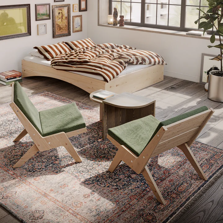 Karup Design - Sway Lounge Chair avec coussin d'assise, pin naturel / evergreen