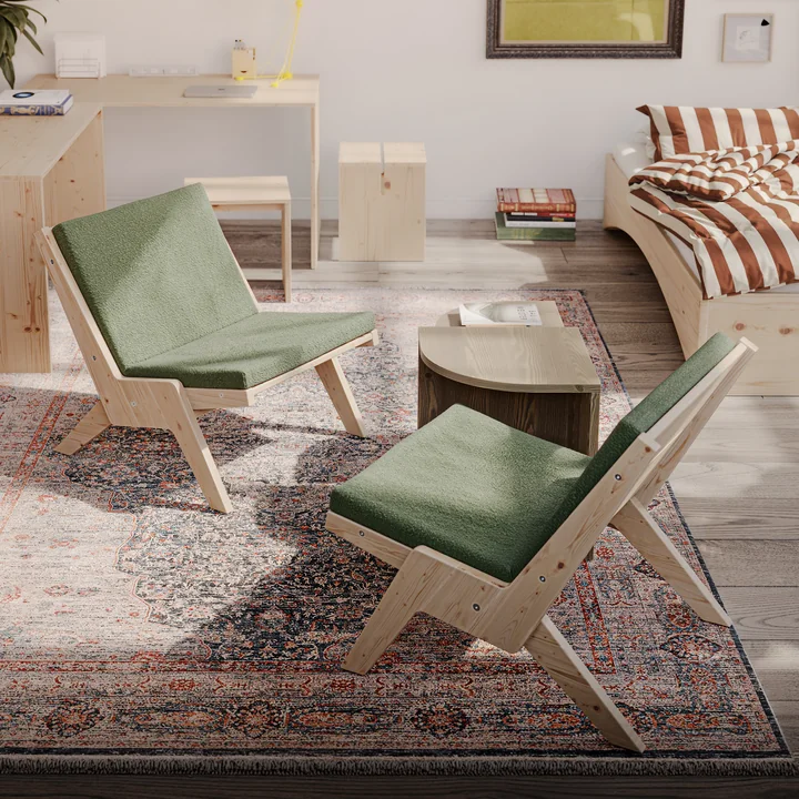 Karup Design - Sway Lounge Chair avec coussin d'assise, pin naturel / evergreen