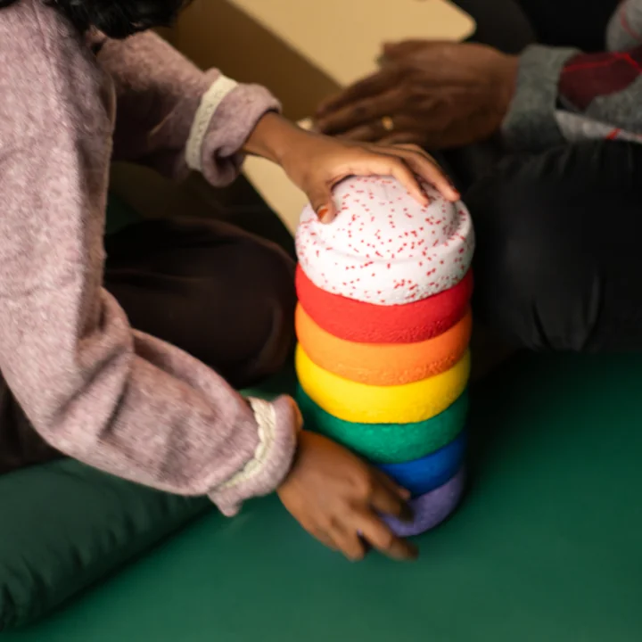 Stapelstein® - Original Mini, rainbow classic, blush special (set de 7)