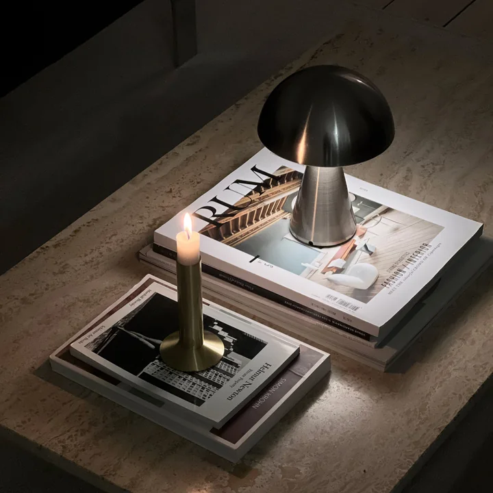 Mush - Lampe de table à accu, Mini, argent de Hübsch Interior