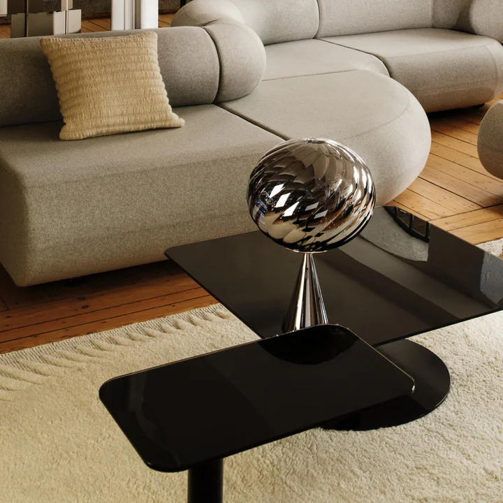 Tom Dixon - Whirl Cone Fat LED lampe de table, argenté / argenté