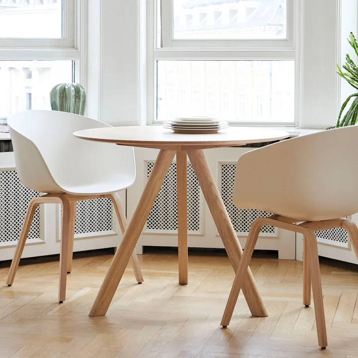 HAY - Copenhague CPH20 2. 0 Table Ø 90 cm, chêne laqué / stratifié blanc