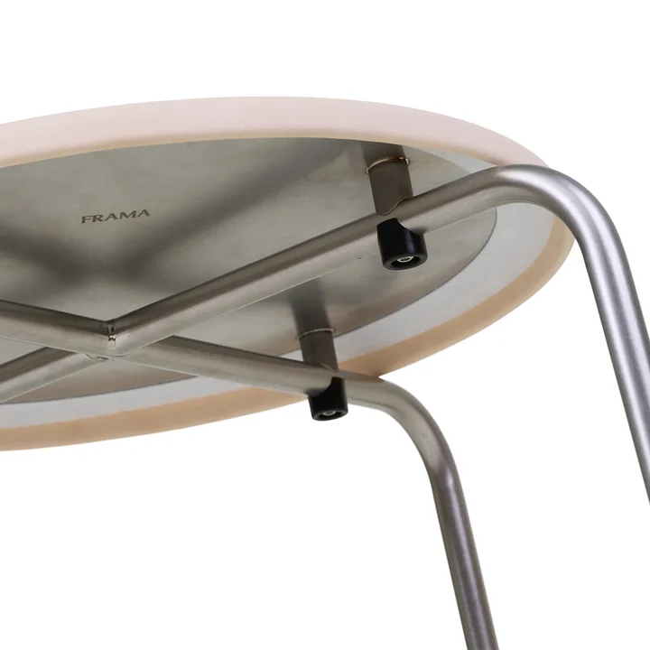 Frama - Petit Rond tabouret, inox brossé / cuir natural