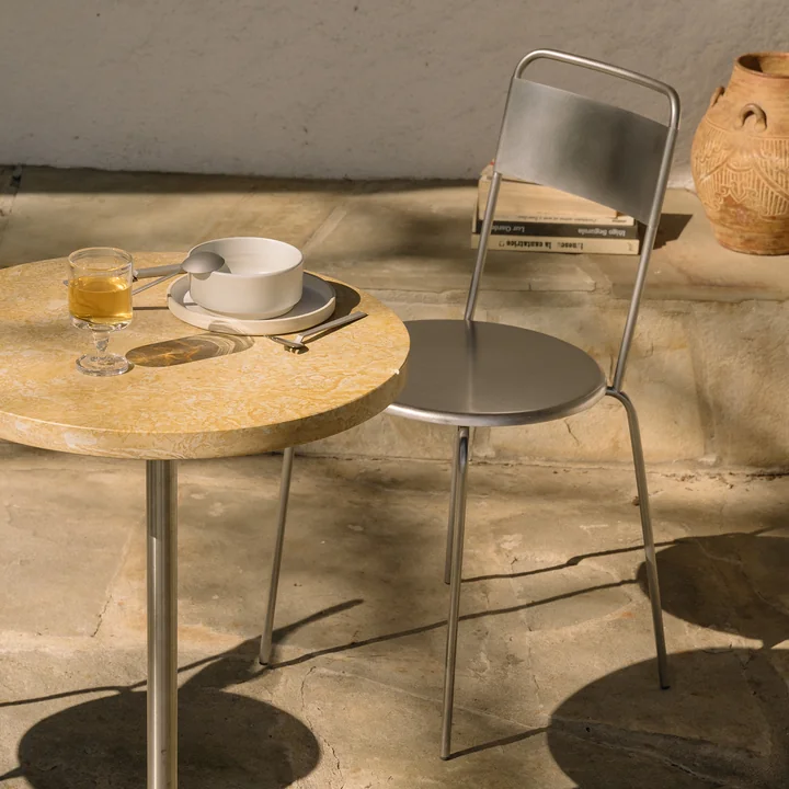 Frama - Chaise Petit Rond, acier inoxydable brossé