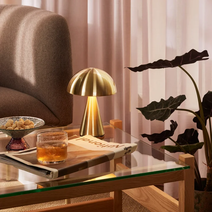 Hübsch Interior - Mush lampe de table à accu, mini, laiton