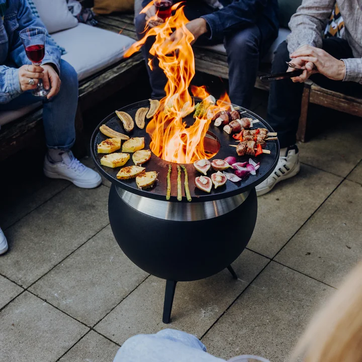 höfats - Moon 45 Set de grillades plancha bas, acier inoxydable / noir