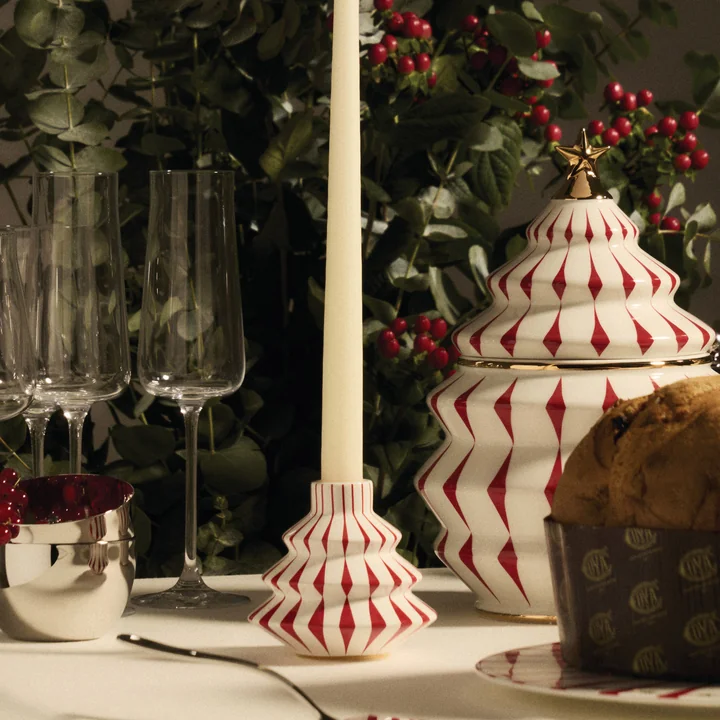 Alessi - Delight bougeoir, blanc / rouge / or