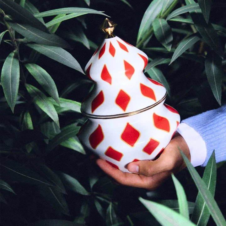 Alessi - Delight Bonbonnières, blanc / rouge / or