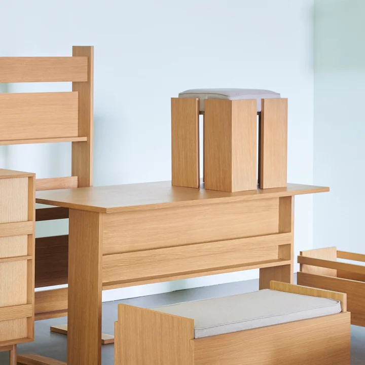 Hübsch Interior - Forma tabouret, H 46 cm, chêne naturel / sable