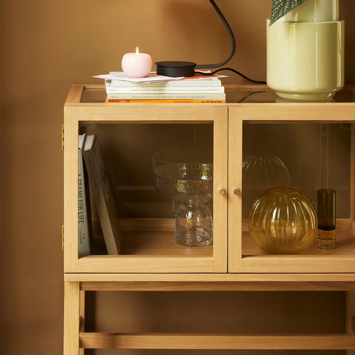 Hübsch Interior - Poetic Armoire Display, H 88 cm, verre / chêne naturel