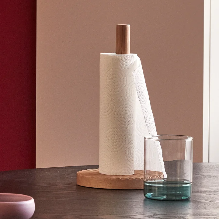 Hübsch Interior - Wave Porte-rouleau de cuisine, H 28 cm, chêne