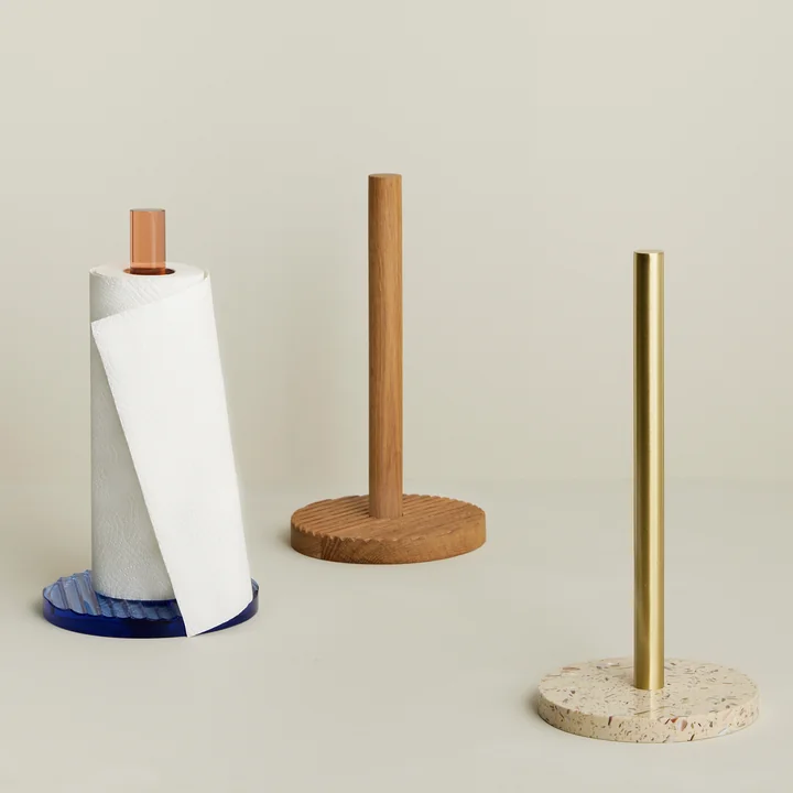 Hübsch Interior - Wave Porte-rouleau de cuisine, H 28 cm, chêne