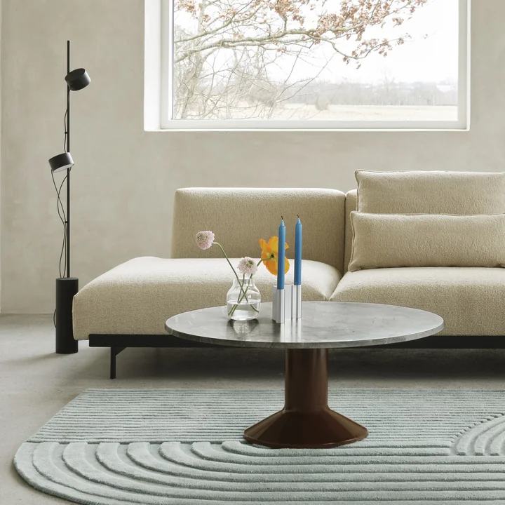 Muuto - Midst table basse, Ø 90 cm, marbre gris / rouge foncé