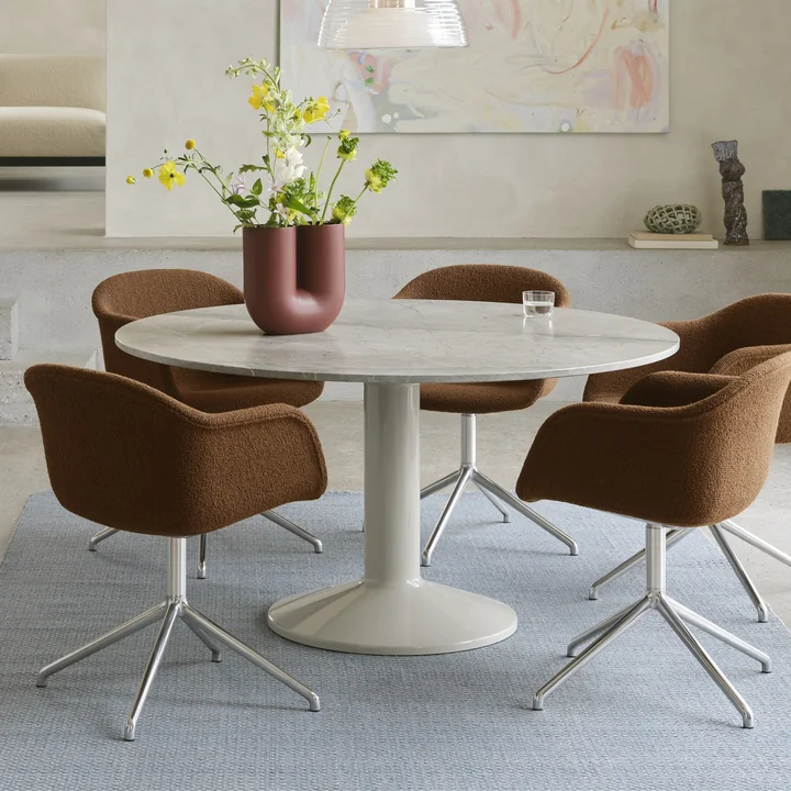 Muuto - Midst Table de salle à manger, Ø 140 cm, marbre gris / gris