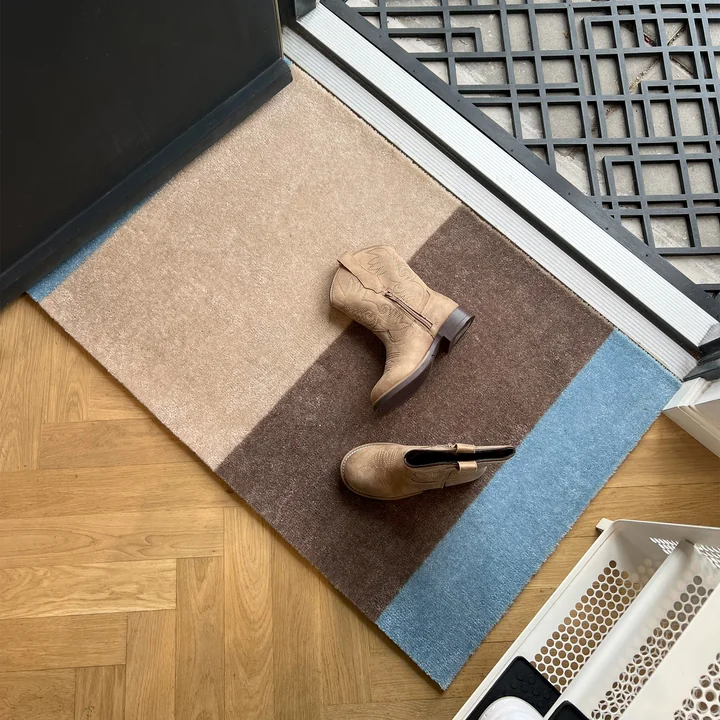 tica copenhagen - Stripes Horizontal Tapis, 60 x 90 cm, ivory / sand / blue