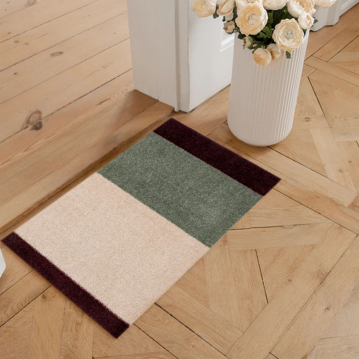 tica copenhagen - Stripes Horizontal Tapis, 40 x 60 cm, green / ivory / bordeaux