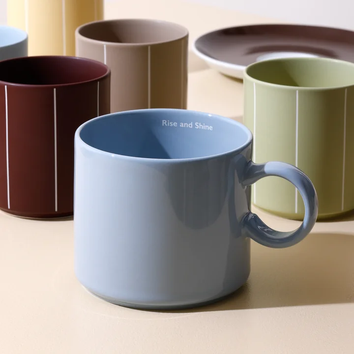 Design Letters - Nordic Jumbo Tasse en porcelaine, Rise and Shine / bleu