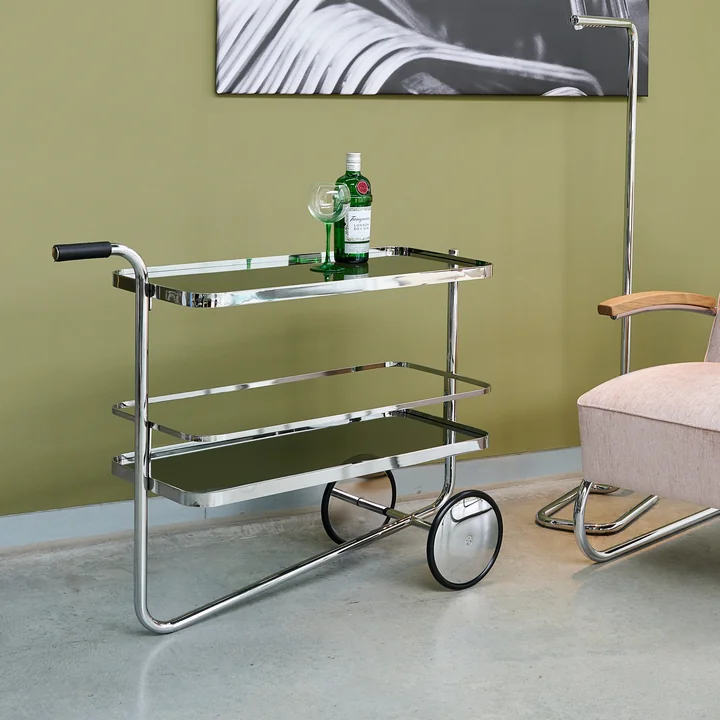 Thonet - S 179 Chariot de service, chrome / gris