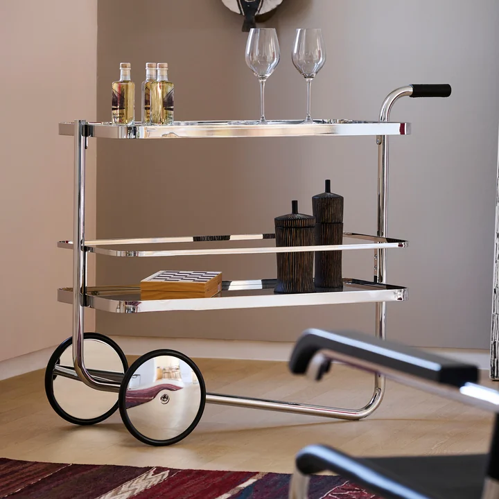 Thonet - S 179 Chariot de service, chrome / gris
